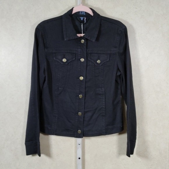 12145 FINAL PRICE French Dressing black trucker style denim jacket M NWT - Picture 1 of 12